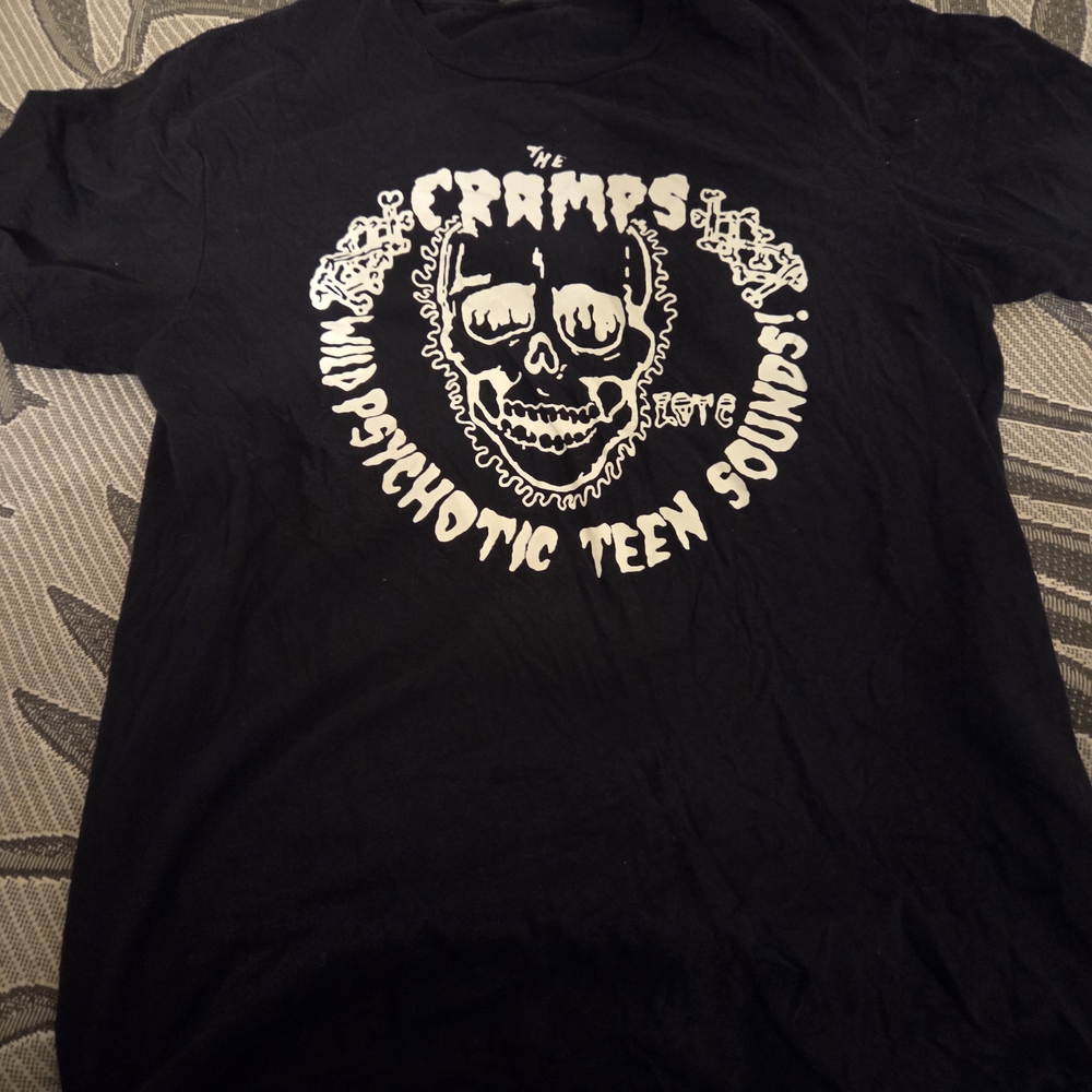 Black Graphic Tee with Skull Design